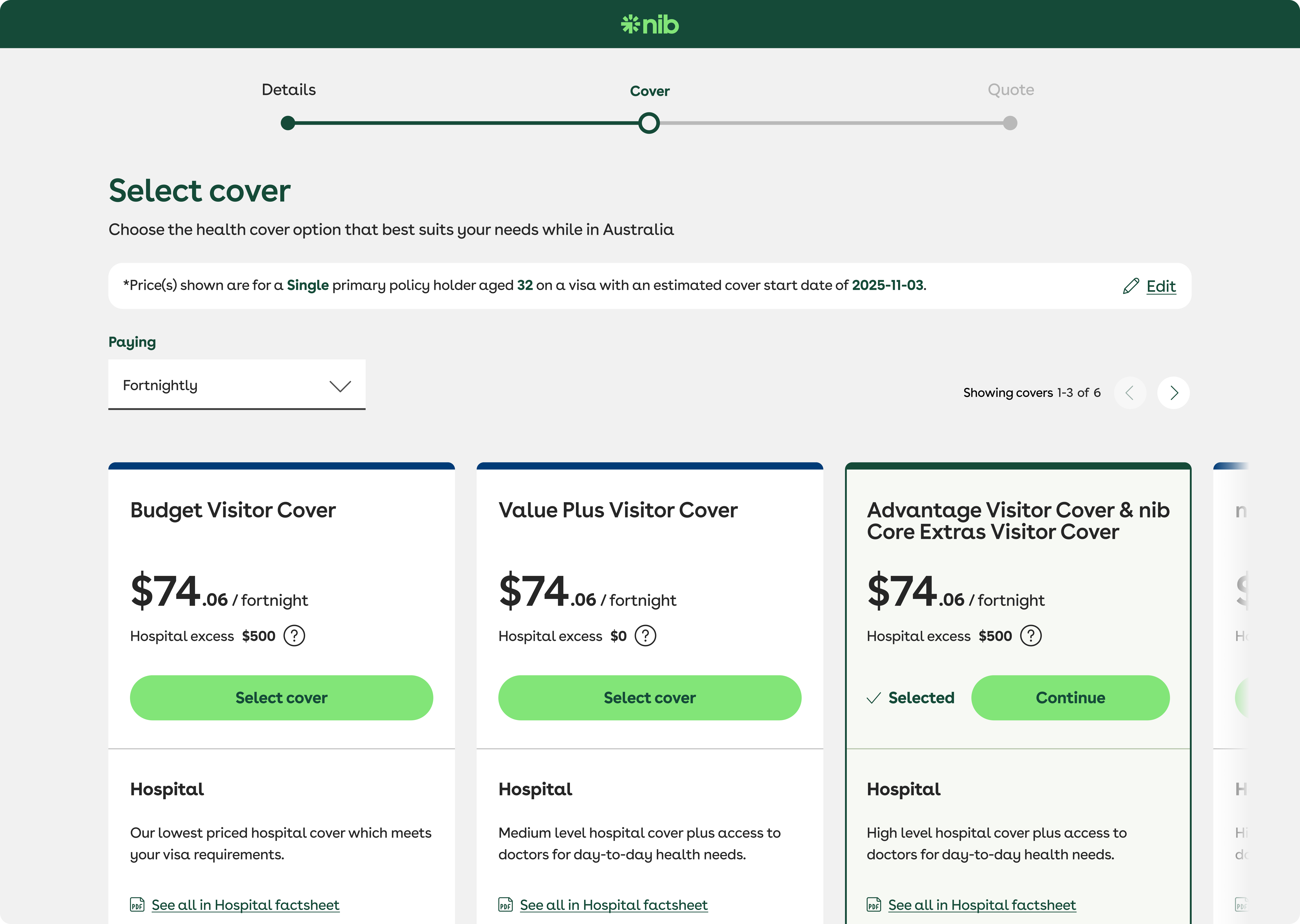 New funnel UI or products page